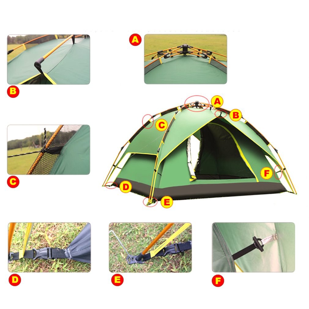Cheap Goat Tents DESERTCAMEL CS070 3 Three used Automatic Tent Portable Rainproof Tent Double Layers Outdoor Camping Hiking Tent For 2 Persons   